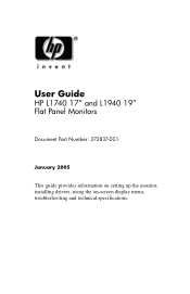 HP PL766AA HP L1740 17' and L1940 19' Flat Panel Monitors User Guide