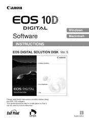 Canon EOS 10D SOFTWARE INSTRUCTIONS EOS DIGITAL SOLUTION DISK Ver.5