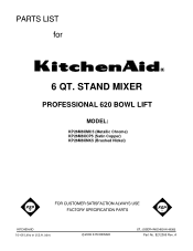 KitchenAid KP26M8XMC Parts List