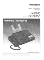 Panasonic KXF280 KXF280 User Guide