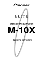 Pioneer M-10X Operating Instructions