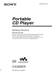 Sony D-EJ626CK Primary User Manual