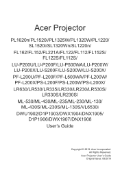 Acer PL1325W User Manual