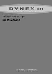 Dynex DX-15E220A12 Important Information (French)
