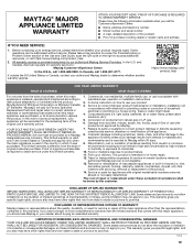 Maytag MFI2269DRM Warranty Information