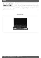 Toshiba Satellite A660 PSAW3A Detailed Specs for Satellite A660 PSAW3A-15J06T AU/NZ; English