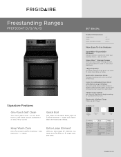 Frigidaire FFEF3054TB Product Specifications Sheet