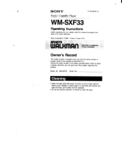 Sony WM-SXF33 Users Guide