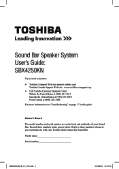 Toshiba SBX4250KN User's guide for Model SBX4250KN
