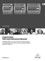 Behringer EUROPOWER PMP1000 Manual
