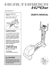HealthRider H70e Elliptical English Manual