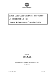 Konica Minolta bizhub C550 LK-101/LK-102 License Authentication Operation Guide Procedure
