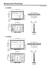 Sharp LC-52D85UN LC-46D85U | LC-52D85U | LC-46D85UN | LC-52D85UN Dimensional Drawing