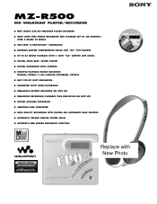Sony MZ-R500 Marketing Specifications