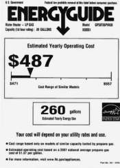 GE GP50T06PVK Energy Guide