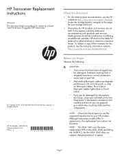 HP MSA 1040 HP Transceiver Replacement Instructions (481608-004, March 2014)