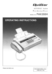 Panasonic PAX200H PAX200H User Guide