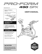 ProForm 490 Spx Bike English Manual