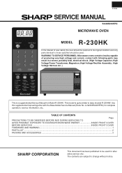 Sharp R-230HKL Service Manual