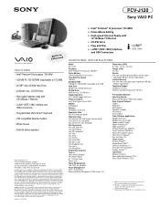Sony PCV-J120 Marketing Specifications
