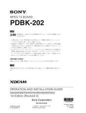 Sony PDWHR1 User Manual (PDBK-202 MPEG Transport Stream Option Board for the PDW-HR1 and PDW-HR1/MK1 - Operation and Installation Manual (Ed