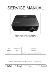 Acer P5271 Acer P5271, P5271i, P5290 and P5390W Projector Series Service Guide