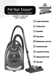 Bissell Pet Hair Eraser Cyclonic Canister Vacuum User's Guide - English