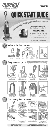 Eureka Optima 431DX Quick Start Guide