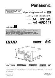 Panasonic AG-HPD24PJ Operating Instructions