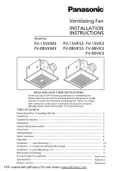 Panasonic FV-13VKS3 FV-13VKS3 Owner's Manual (English)