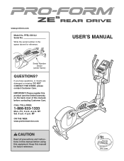 ProForm Ze5 Rear Drive Elliptical English Manual
