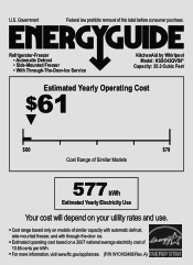 KitchenAid KSSC42QVS Energy Guide