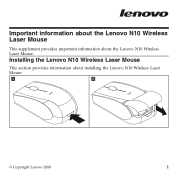 Lenovo Mini Wireless Laser Mouse N10 Lenovo N10 Wireless Laser Mouse User Guide
