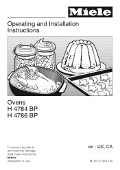 Miele H 4784 BP Operating and Installation manual