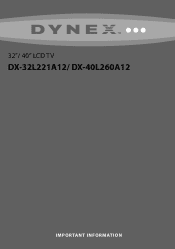 Dynex DX-32L221A12 Important Information (English)