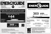 Frigidaire FFHT1835VW Energy Guide
