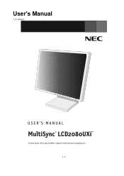 NEC LCD2080UXI MultiSync LCD2080UXi User's Manual