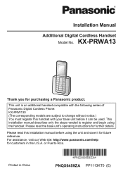 Panasonic KX-PRWA13W KX-PRWA13W Owner's Manual (English)