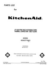 KitchenAid KEBS277SWH Parts List