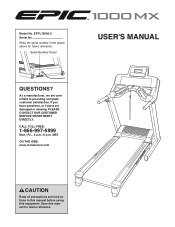 Epic Fitness 1000mx Treadmill English Manual