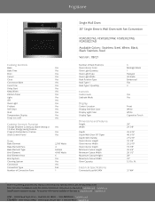 Frigidaire FCWS3027AB Product Specifications Sheet