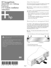 HP MSA2324i HP StorageWorks MSA2000 3.5 12-Drive Enclosure I/O module installation instructions (481603-002, January 2009)
