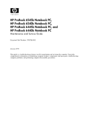 HP ProBook 6440b HP ProBook 6545b, 6540b, 6445b and 6440b Notebook PC - Maintenance and Service Guide