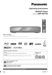 Panasonic DMP-BD10AK Bd/dvd Player - English/spanish