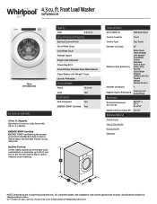 Whirlpool WFW560CHW Specification Sheet