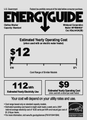 Whirlpool WFW88HEAC Energy Guide