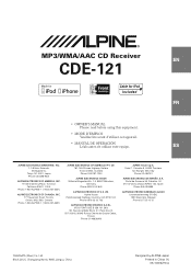 Alpine CDE-121 Owner's Manual (english, Espanol, French)