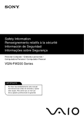 Sony VGN-FW290JRB Safety Guide