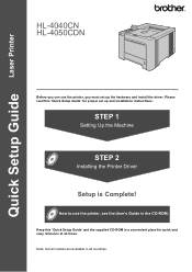 Brother International HL-4040CDN Quick Setup Guide - English