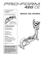 ProForm 420 Ce Elliptical Spanish Manual